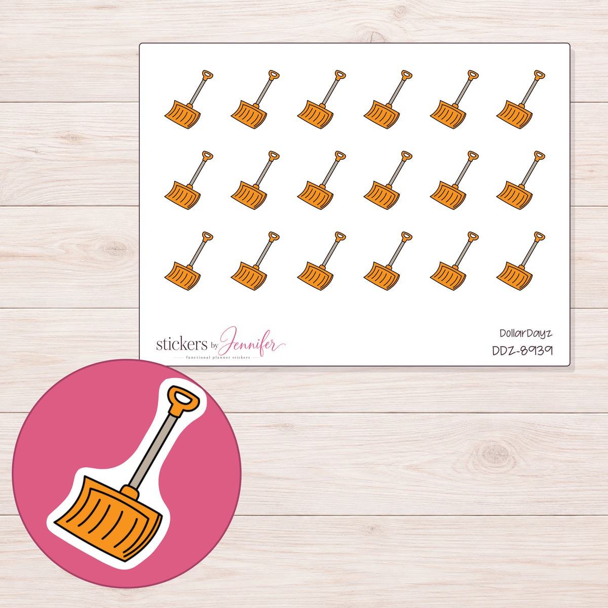 DDZ-8939 planner sticker sheet with enlarged sticker detail