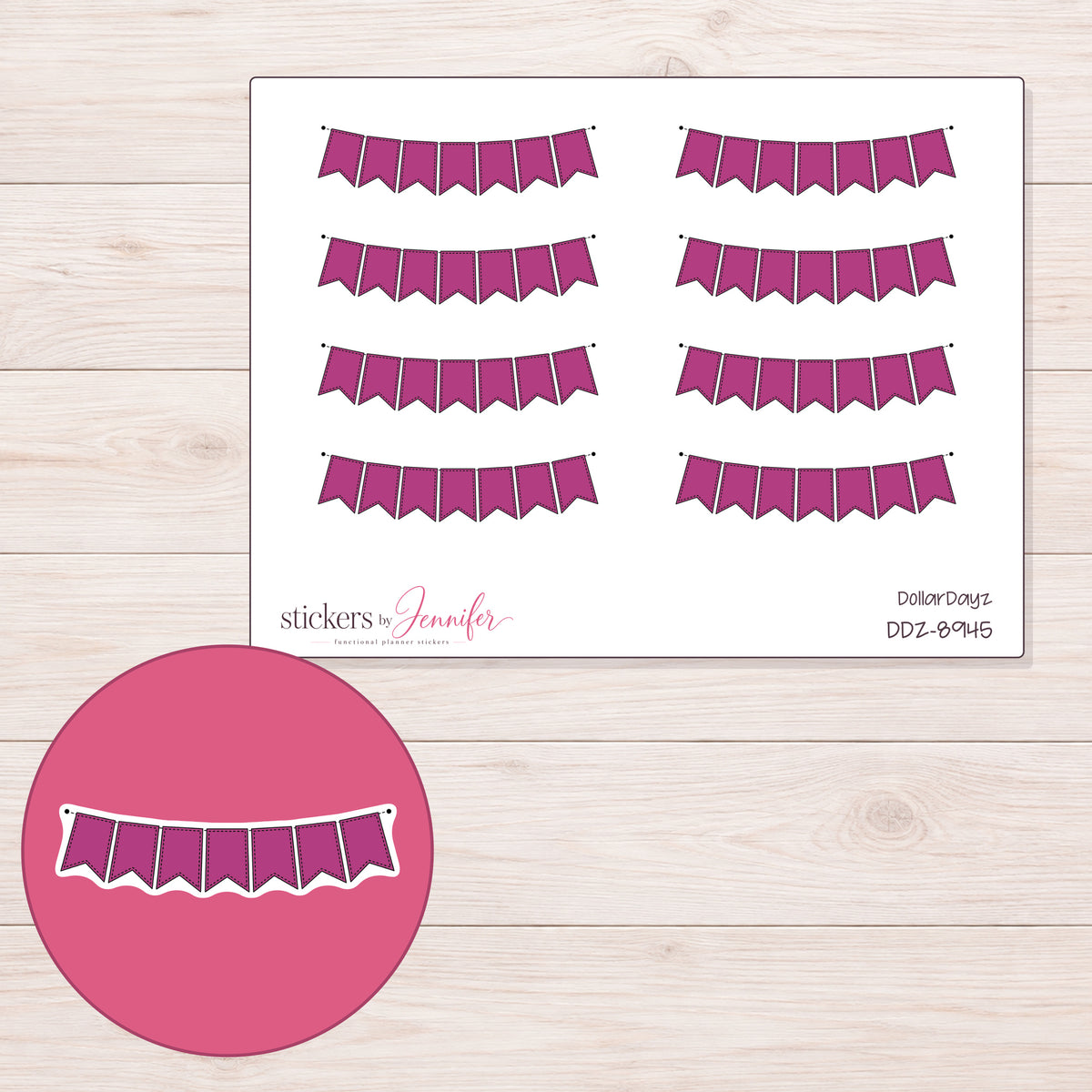 DDZ-8945 planner sticker sheet with enlarged sticker detail
