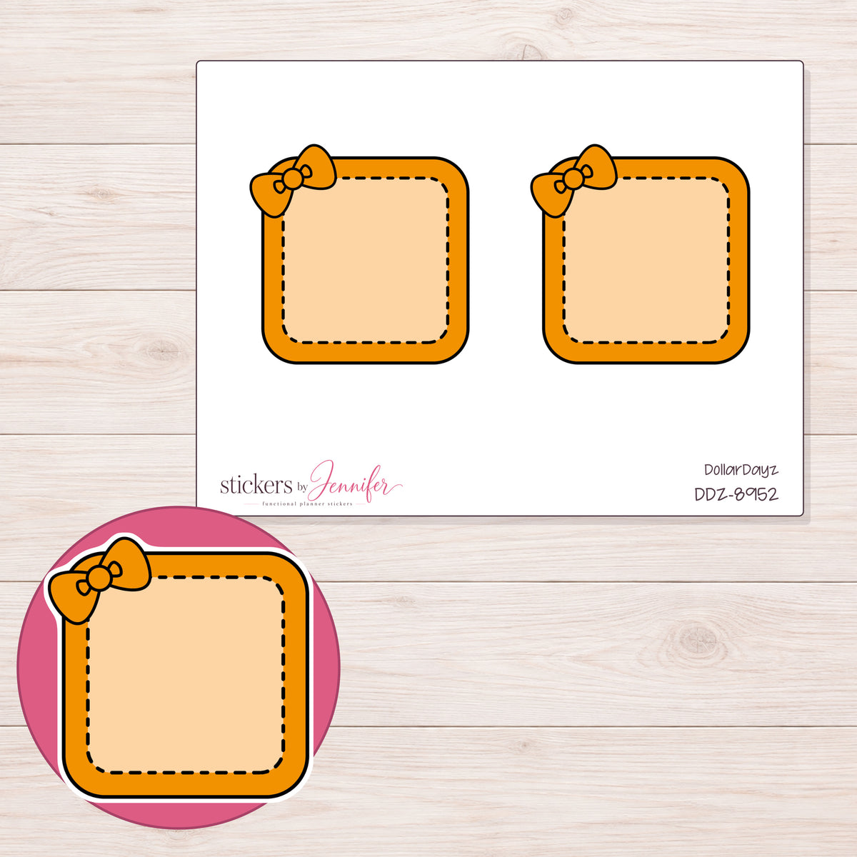 DDZ-8952 planner sticker sheet with enlarged sticker detail