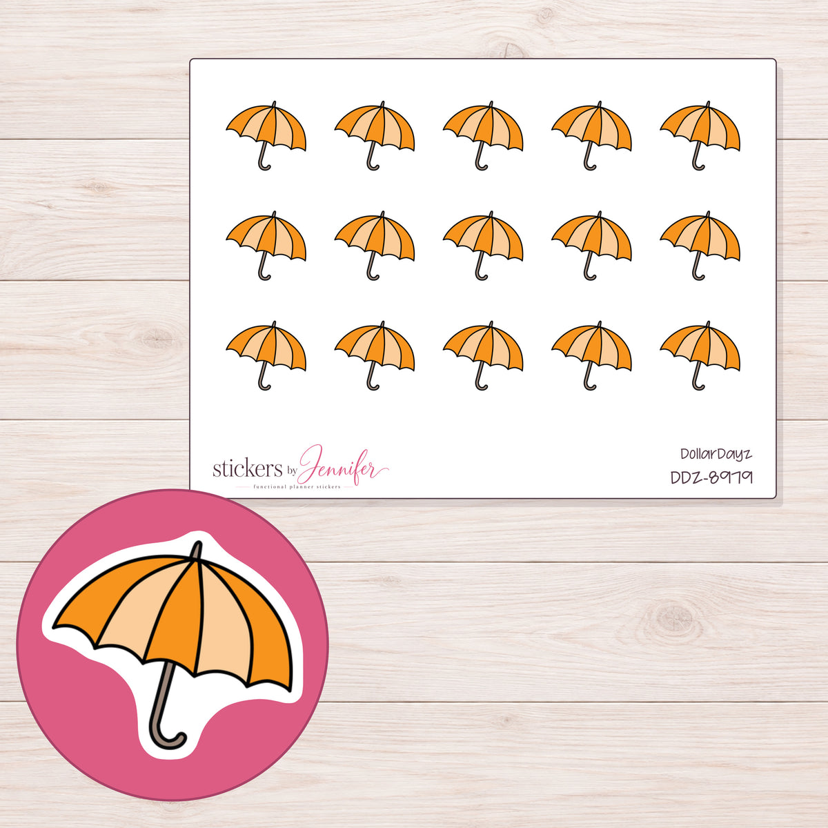 DDZ-8979 planner sticker sheet with enlarged sticker detail