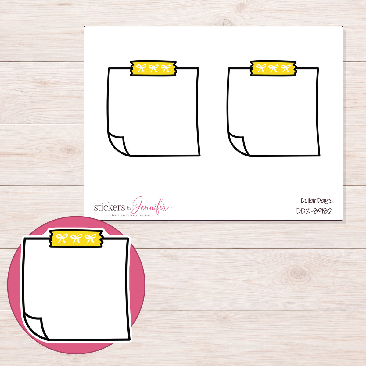 DDZ-8982 planner sticker sheet with enlarged sticker detail
