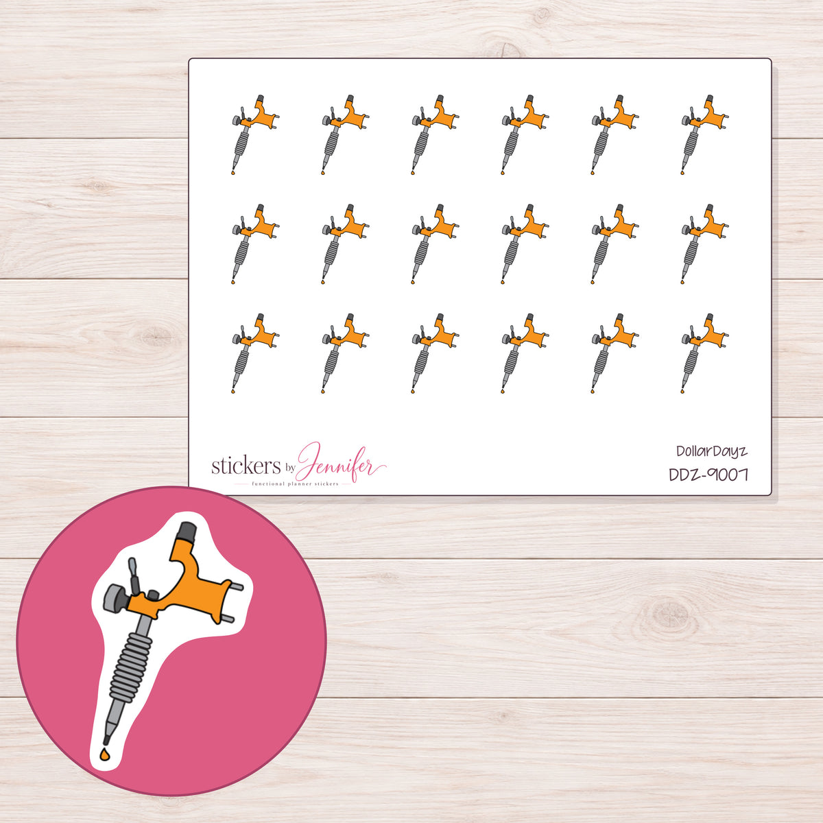 DDZ-9007 planner sticker sheet with enlarged sticker detail