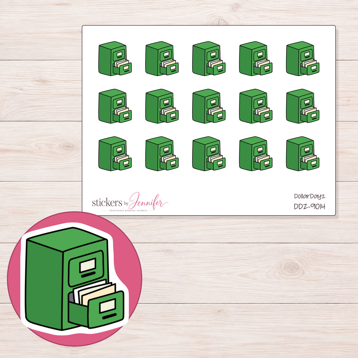 DDZ-9014 planner sticker sheet with enlarged sticker detail