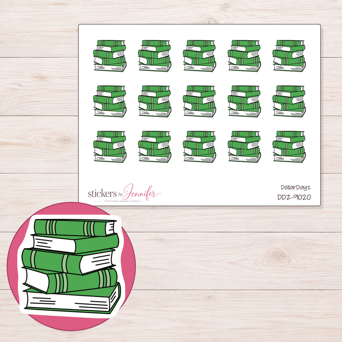 DDZ-9020 planner sticker sheet with enlarged sticker detail