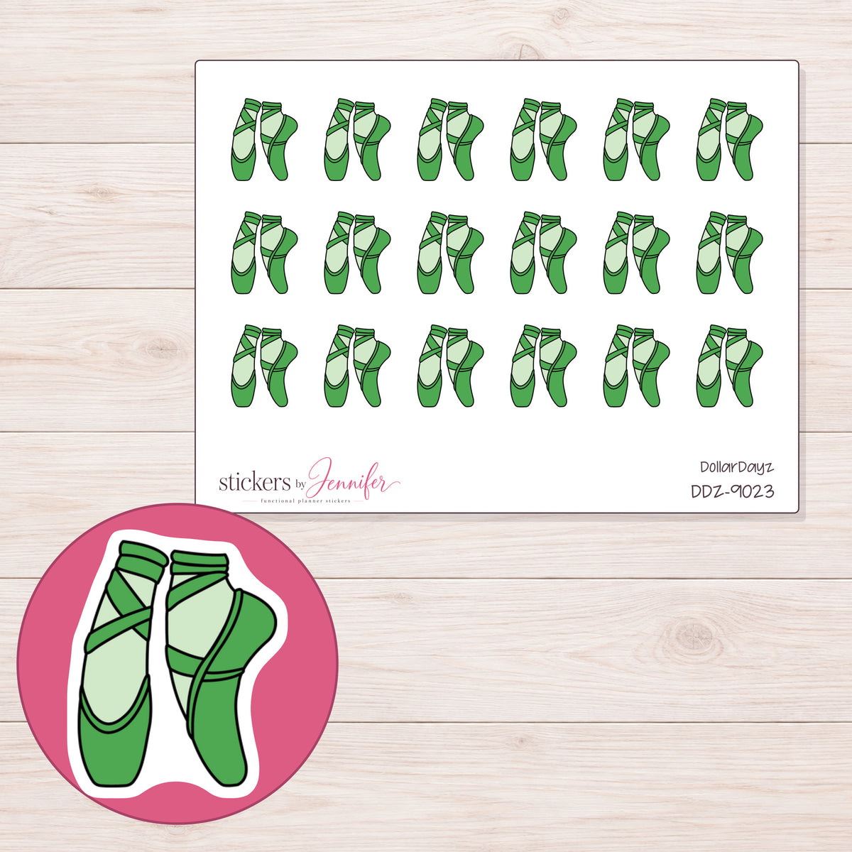 DDZ-9023 planner sticker sheet with enlarged sticker detail