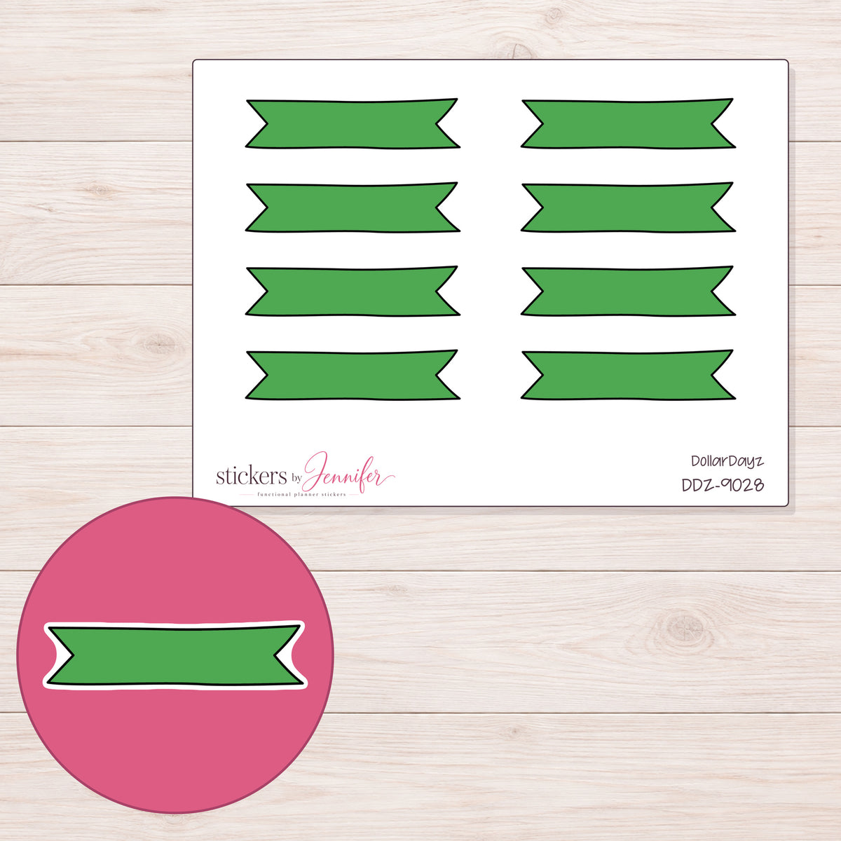DDZ-9028 planner sticker sheet with enlarged sticker detail