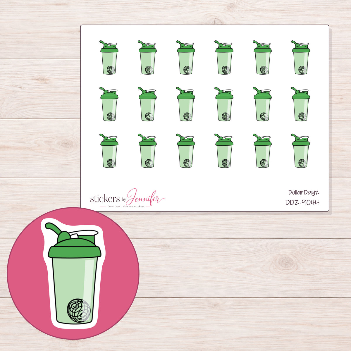 DDZ-9044 planner sticker sheet with enlarged sticker detail