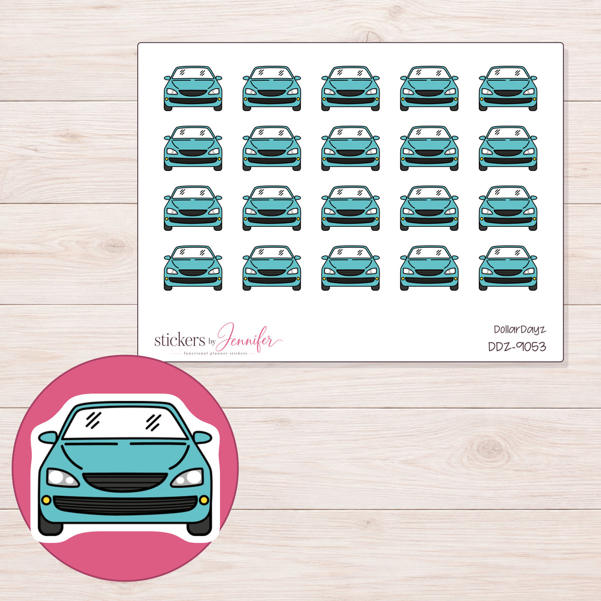 DDZ-9053 planner sticker sheet with enlarged sticker detail