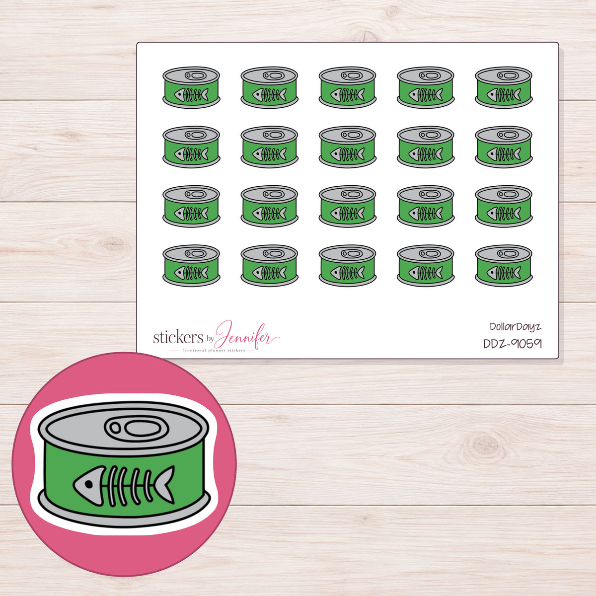 DDZ-9059 planner sticker sheet with enlarged sticker detail