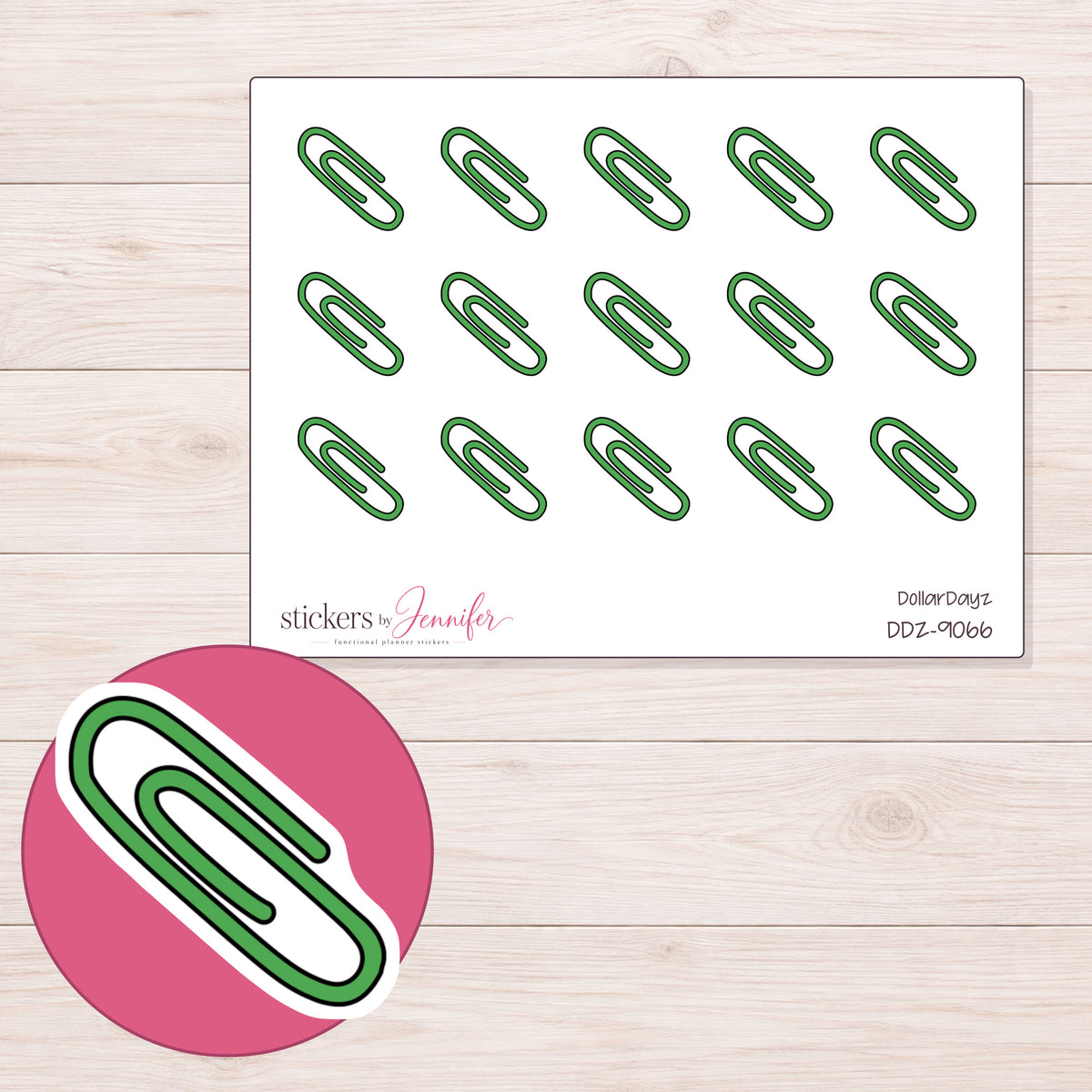 DDZ-9066 planner sticker sheet with enlarged sticker detail