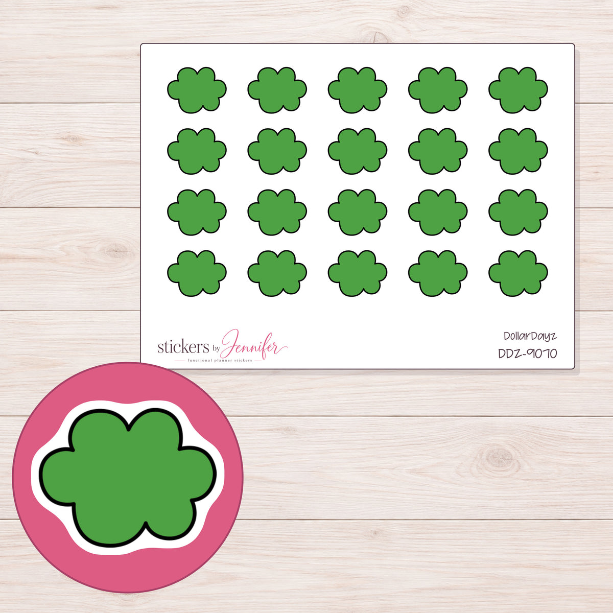 DDZ-9070 planner sticker sheet with enlarged sticker detail