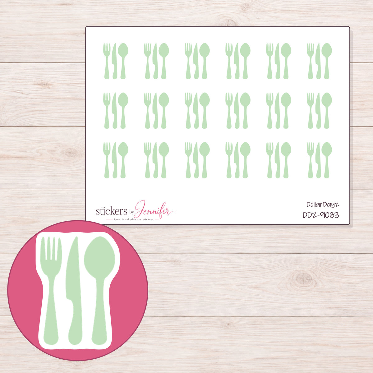 DDZ-9083 planner sticker sheet with enlarged sticker detail