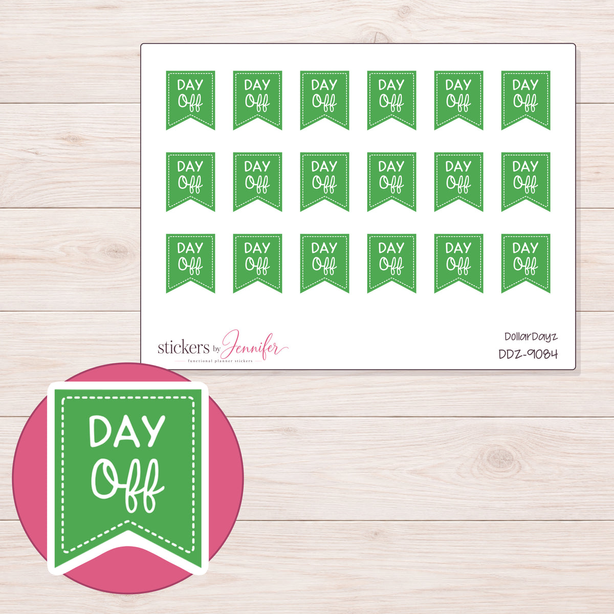 DDZ-9084 planner sticker sheet with enlarged sticker detail