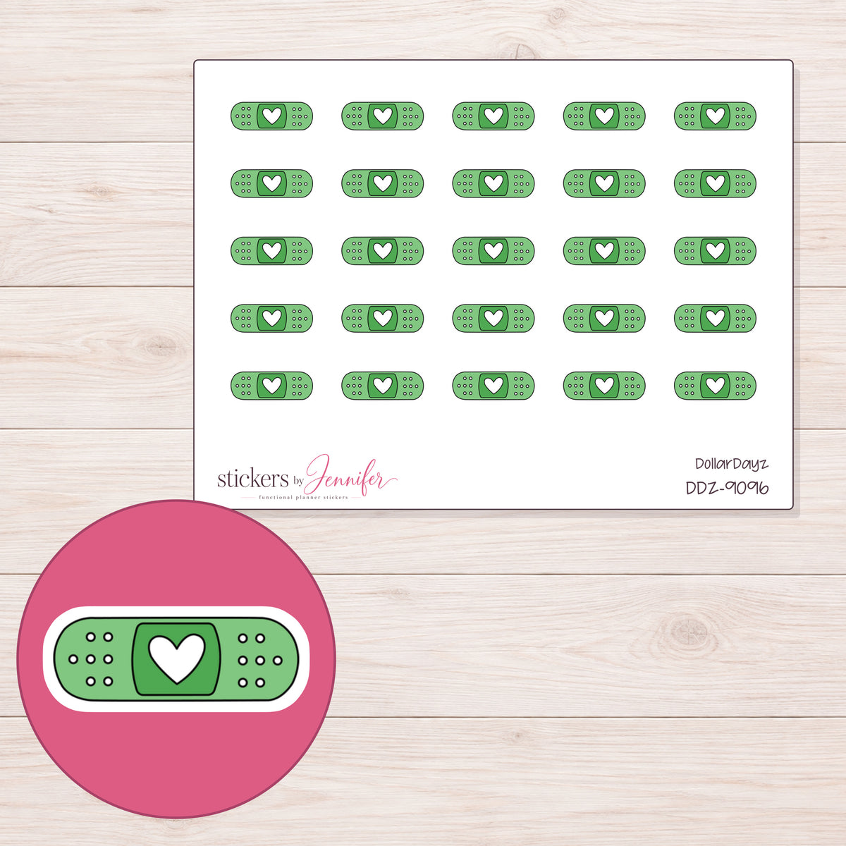 DDZ-9096 planner sticker sheet with enlarged sticker detail