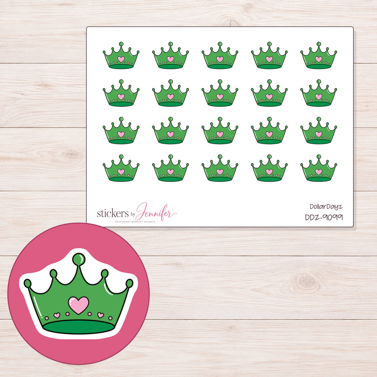 DDZ-9099 planner sticker sheet with enlarged sticker detail