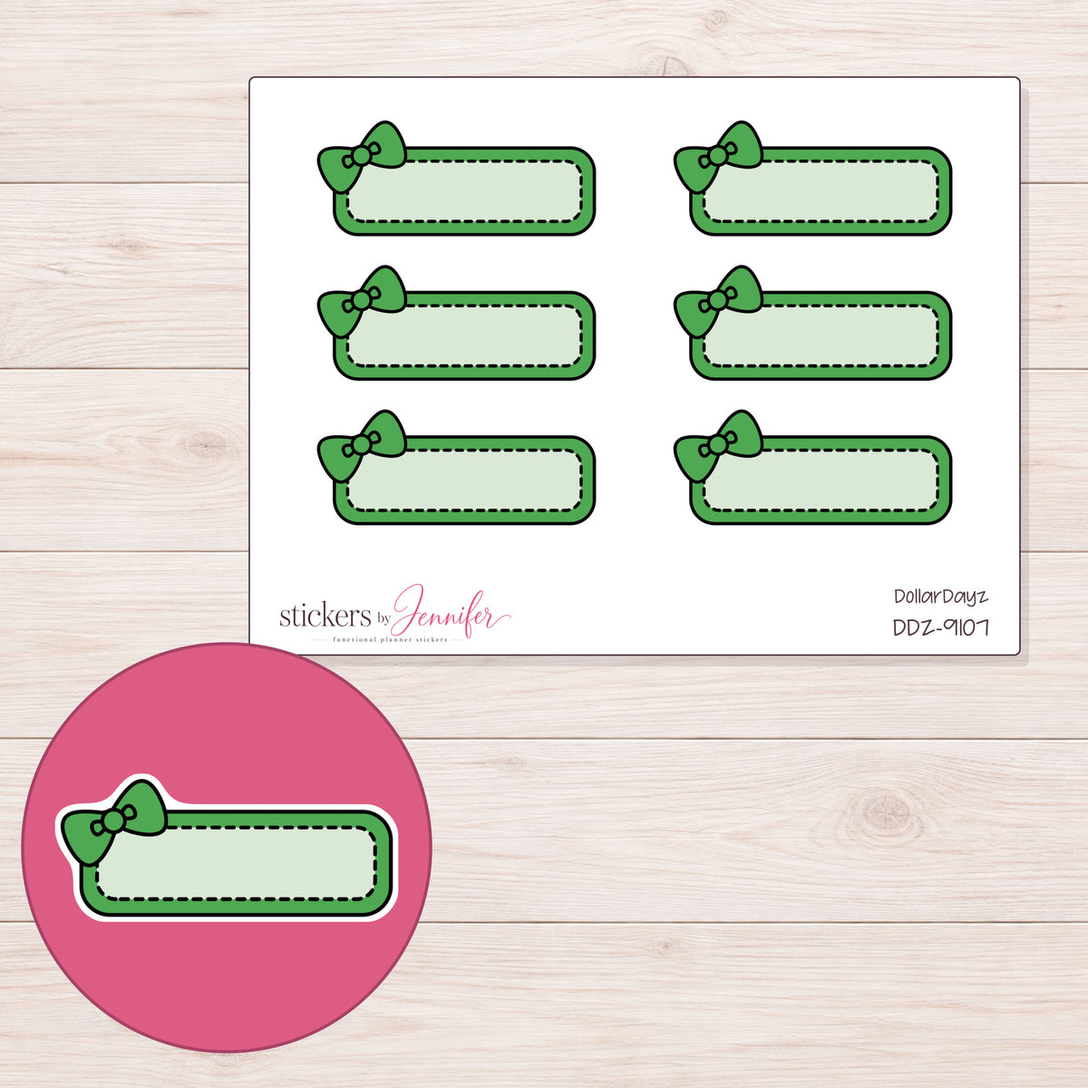 DDZ-9107 planner sticker sheet with enlarged sticker detail
