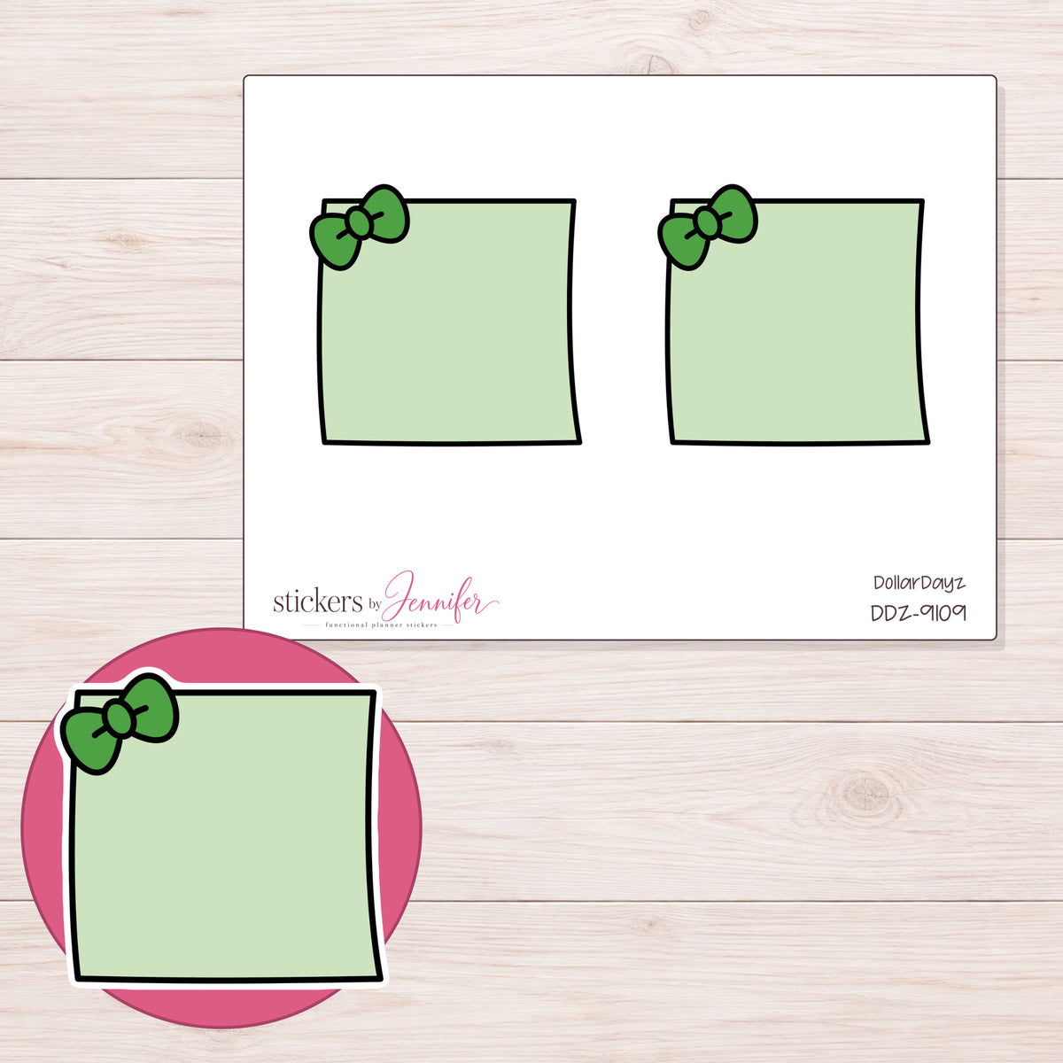 DDZ-9109 planner sticker sheet with enlarged sticker detail
