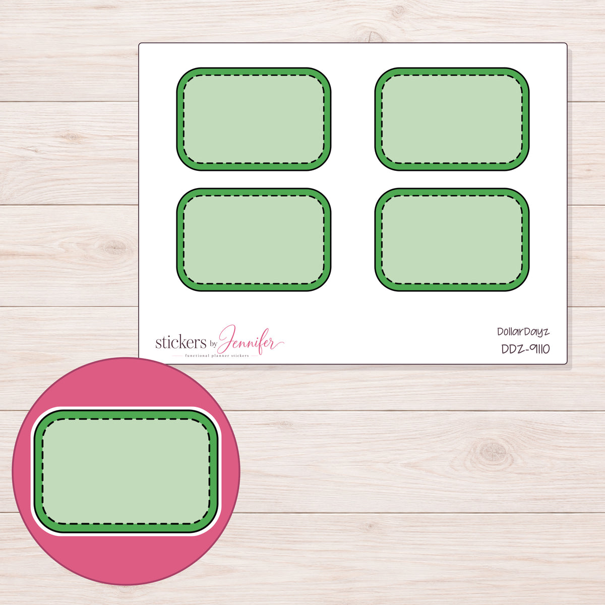 DDZ-9110 planner sticker sheet with enlarged sticker detail