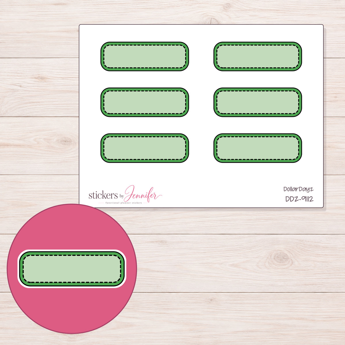 DDZ-9112 planner sticker sheet with enlarged sticker detail