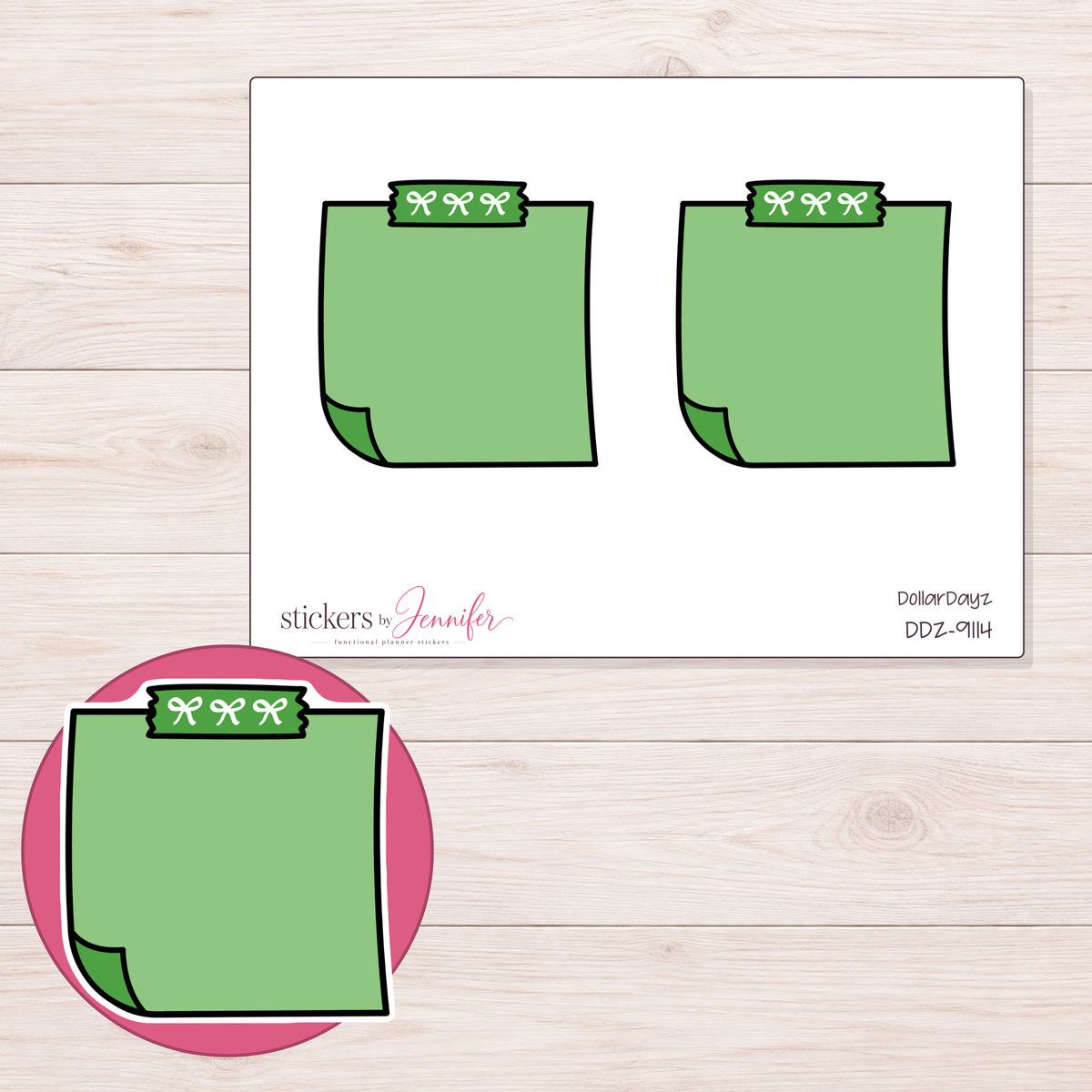 DDZ-9114 planner sticker sheet with enlarged sticker detail