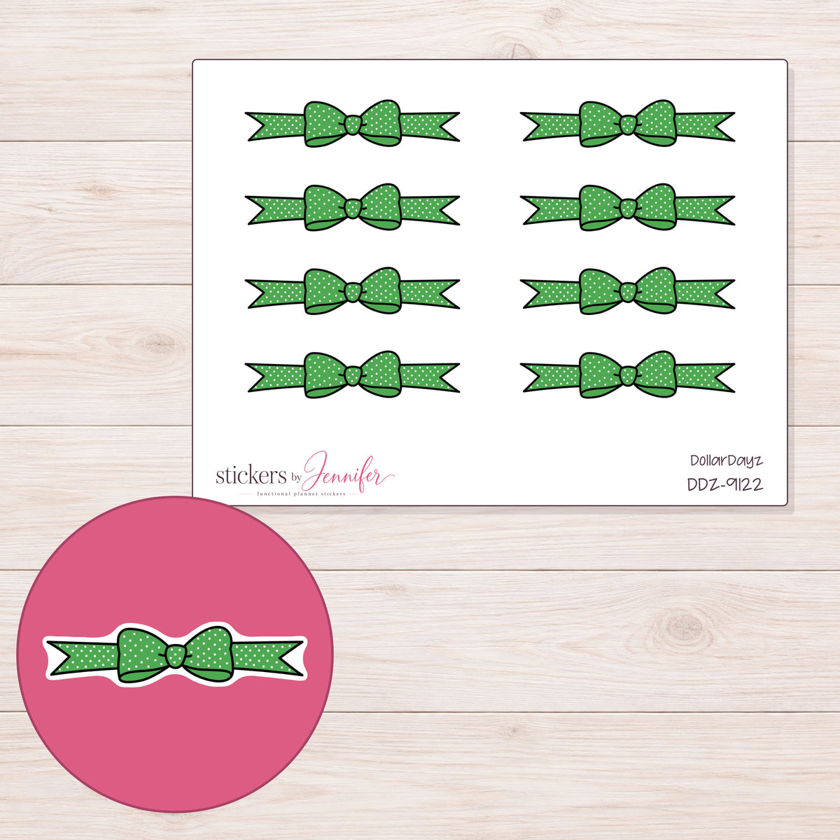 DDZ-9122 planner sticker sheet with enlarged sticker detail