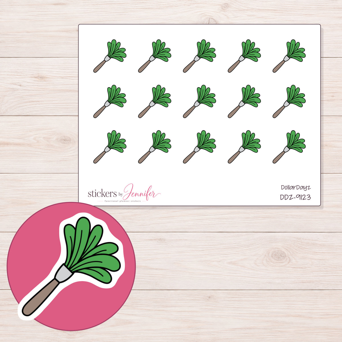 DDZ-9123 planner sticker sheet with enlarged sticker detail