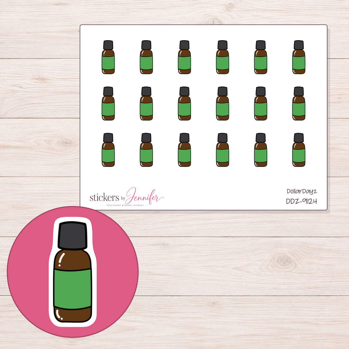 DDZ-9124 planner sticker sheet with enlarged sticker detail