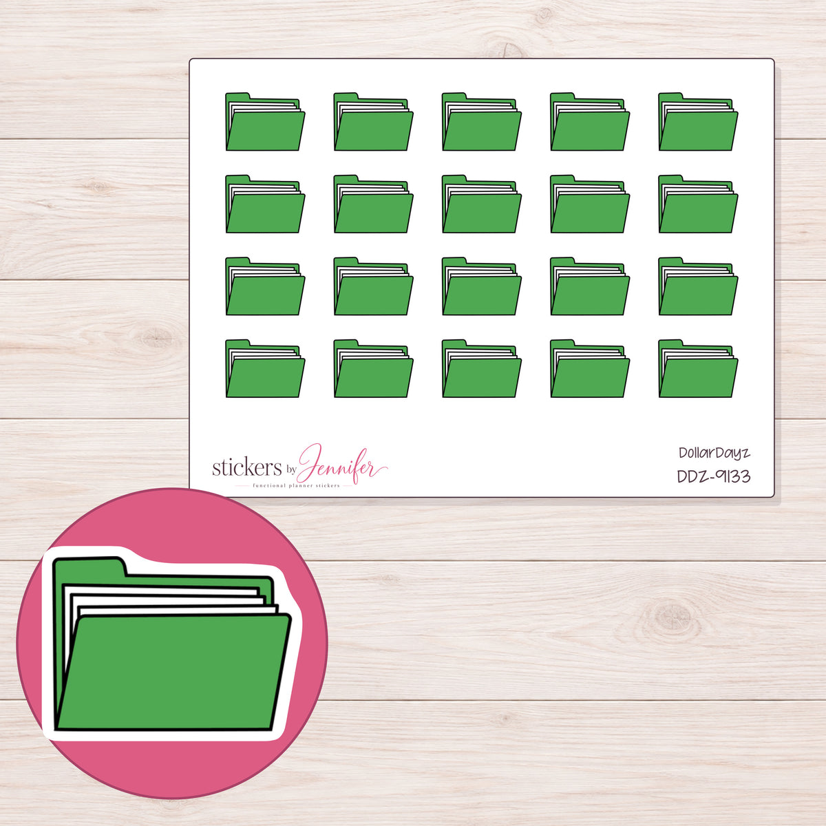DDZ-9133 planner sticker sheet with enlarged sticker detail