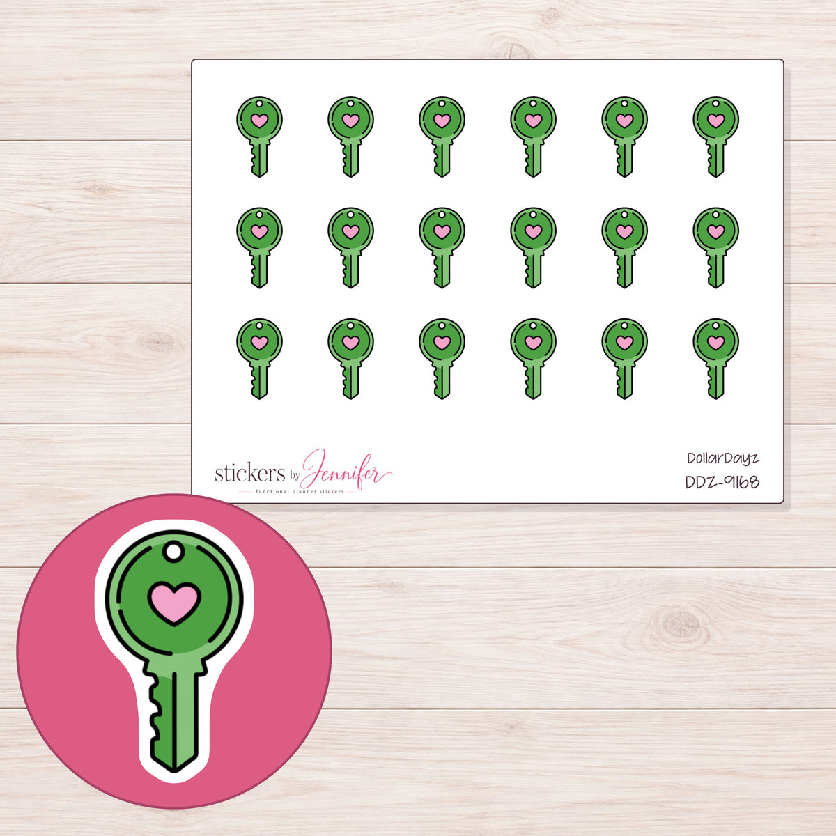 DDZ-9168 planner sticker sheet with enlarged sticker detail
