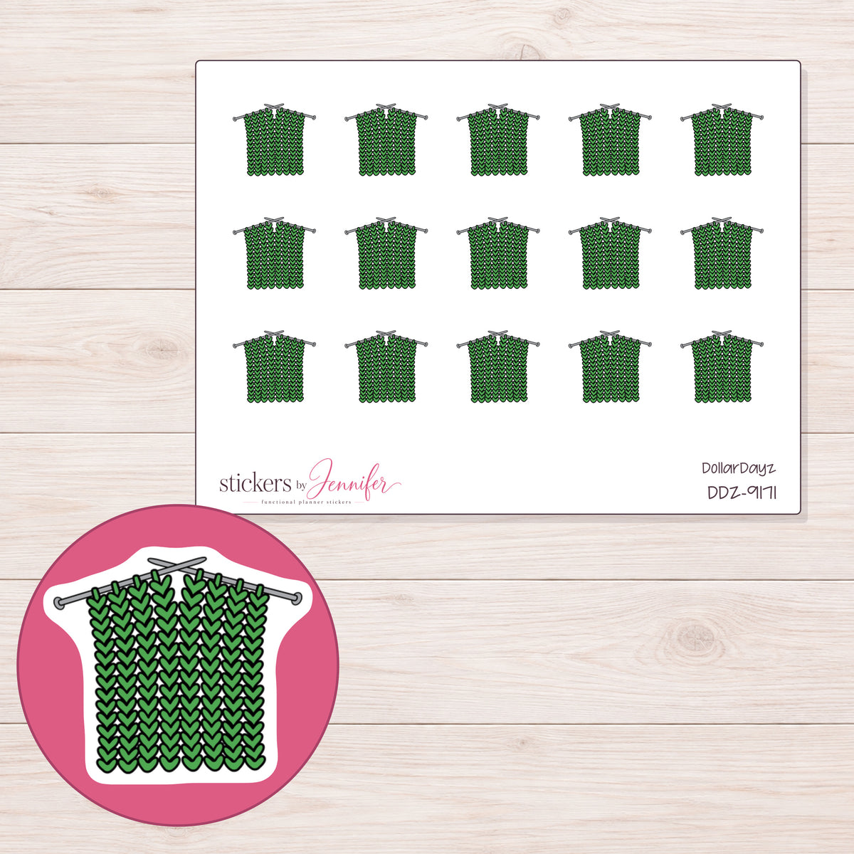 DDZ-9171 planner sticker sheet with enlarged sticker detail