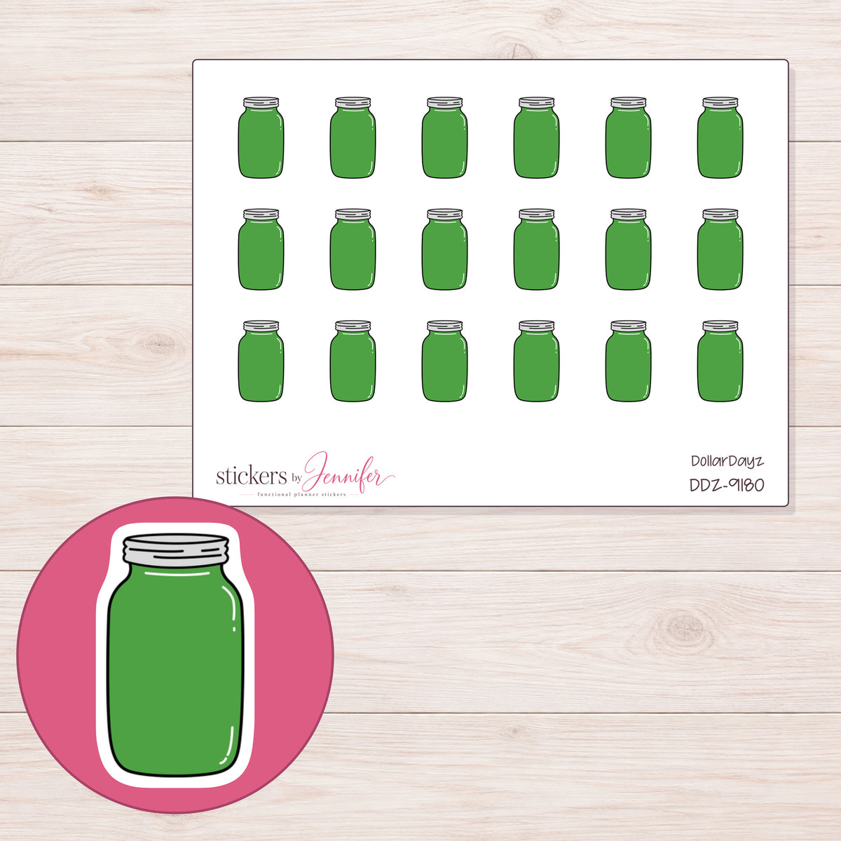 DDZ-9180 planner sticker sheet with enlarged sticker detail