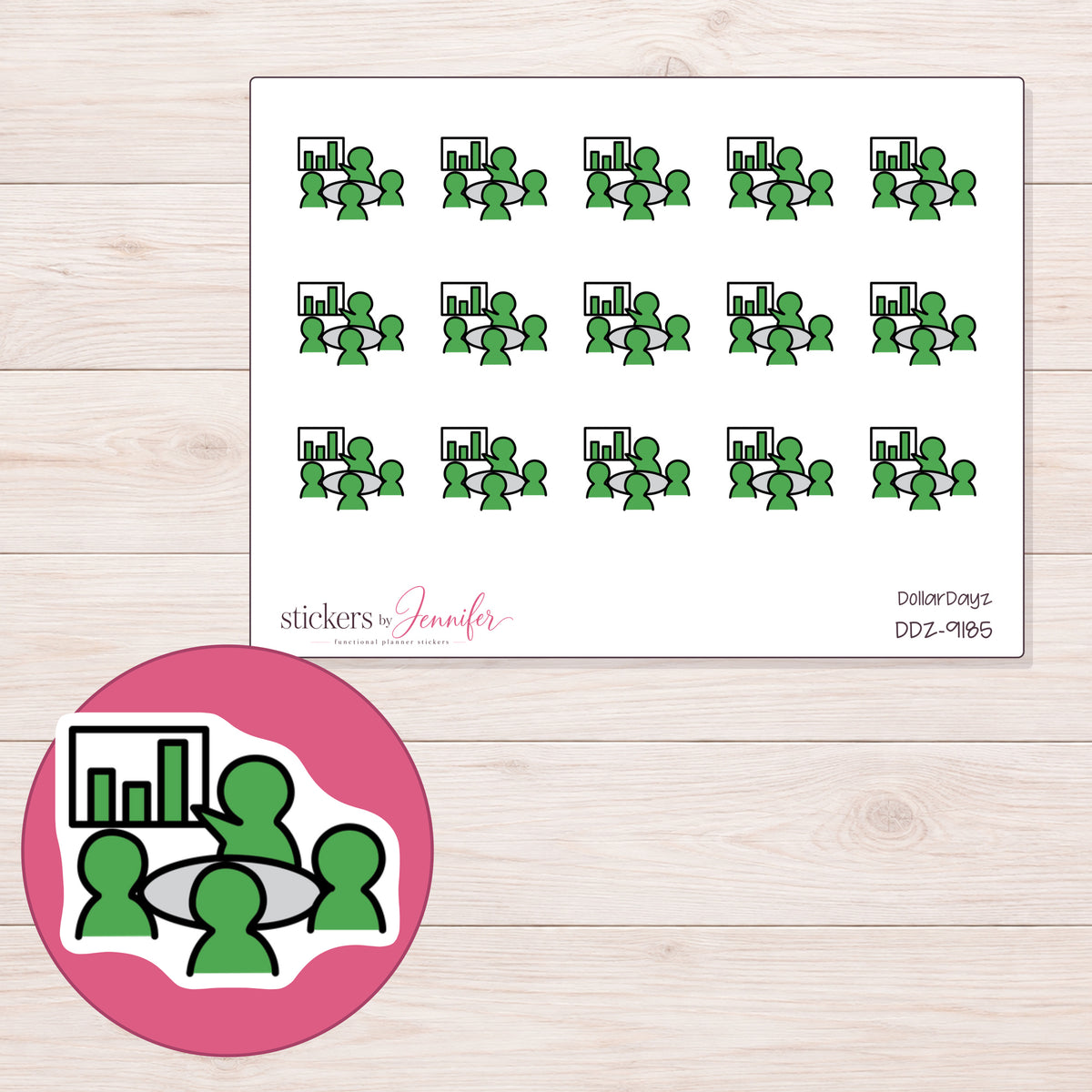 DDZ-9185 planner sticker sheet with enlarged sticker detail