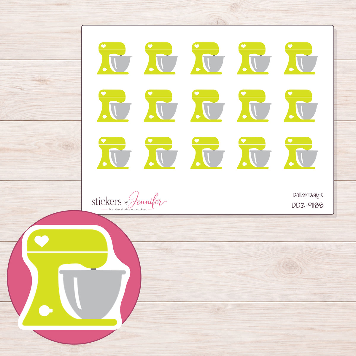 DDZ-9188 planner sticker sheet with enlarged sticker detail