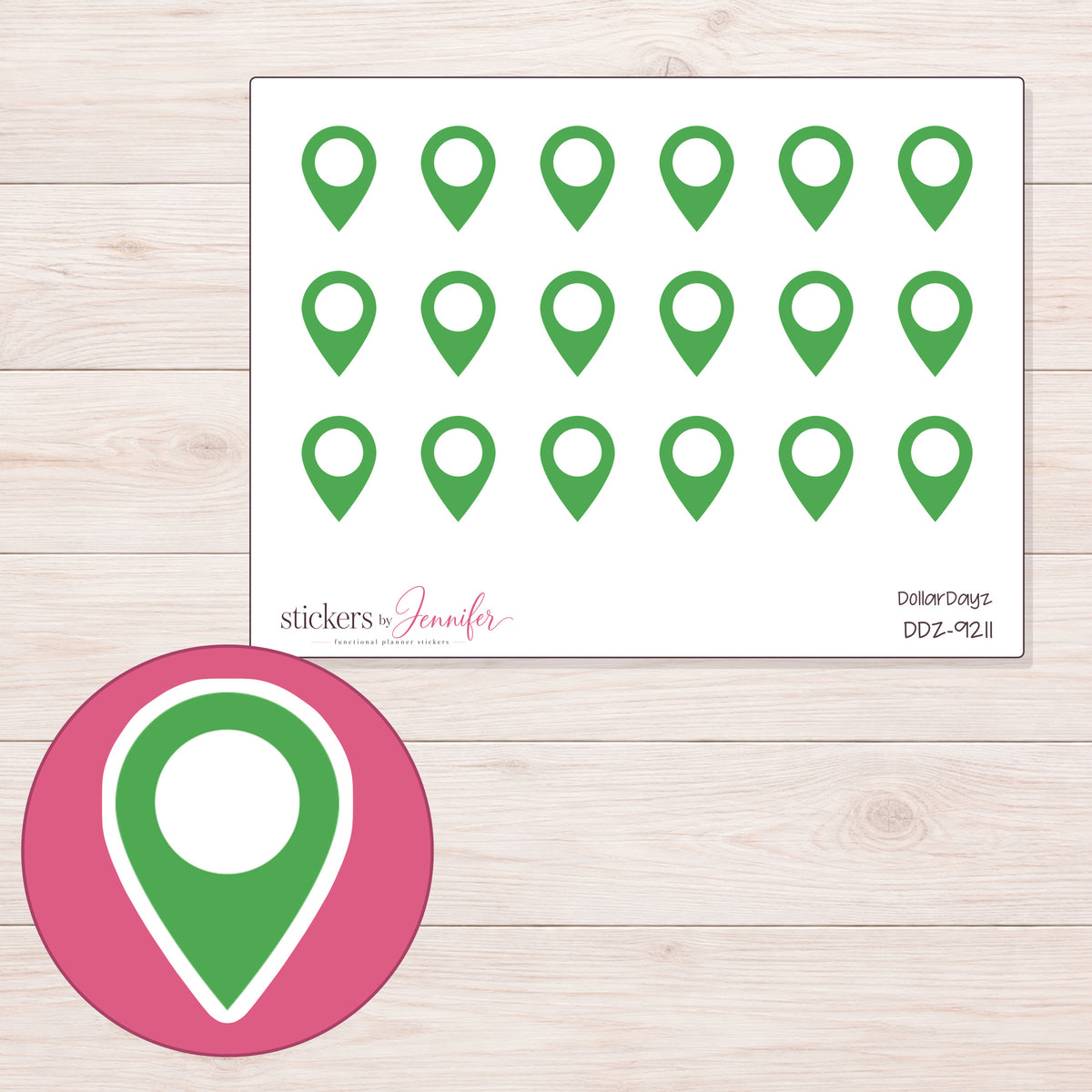 DDZ-9211 planner sticker sheet with enlarged sticker detail