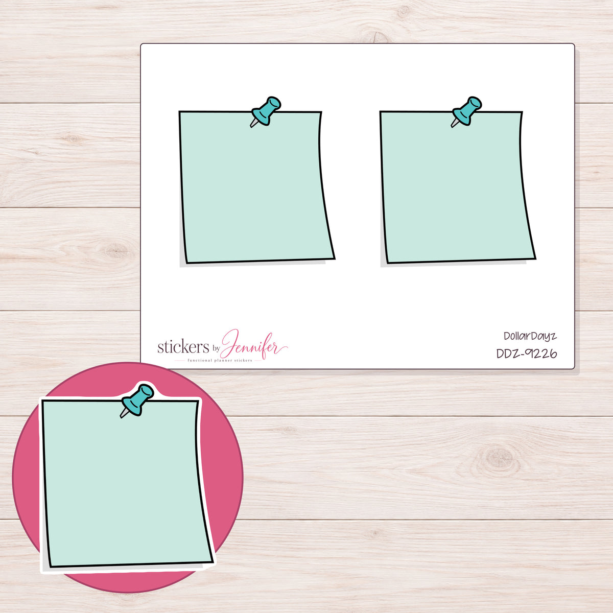 DDZ-9226 planner sticker sheet with enlarged sticker detail