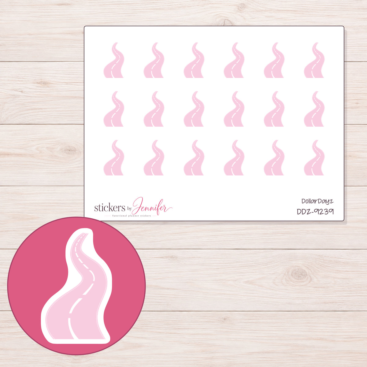 DDZ-9239 planner sticker sheet with enlarged sticker detail
