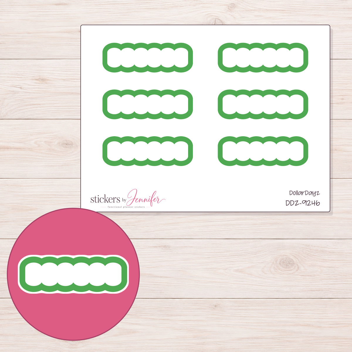 DDZ-9246 planner sticker sheet with enlarged sticker detail