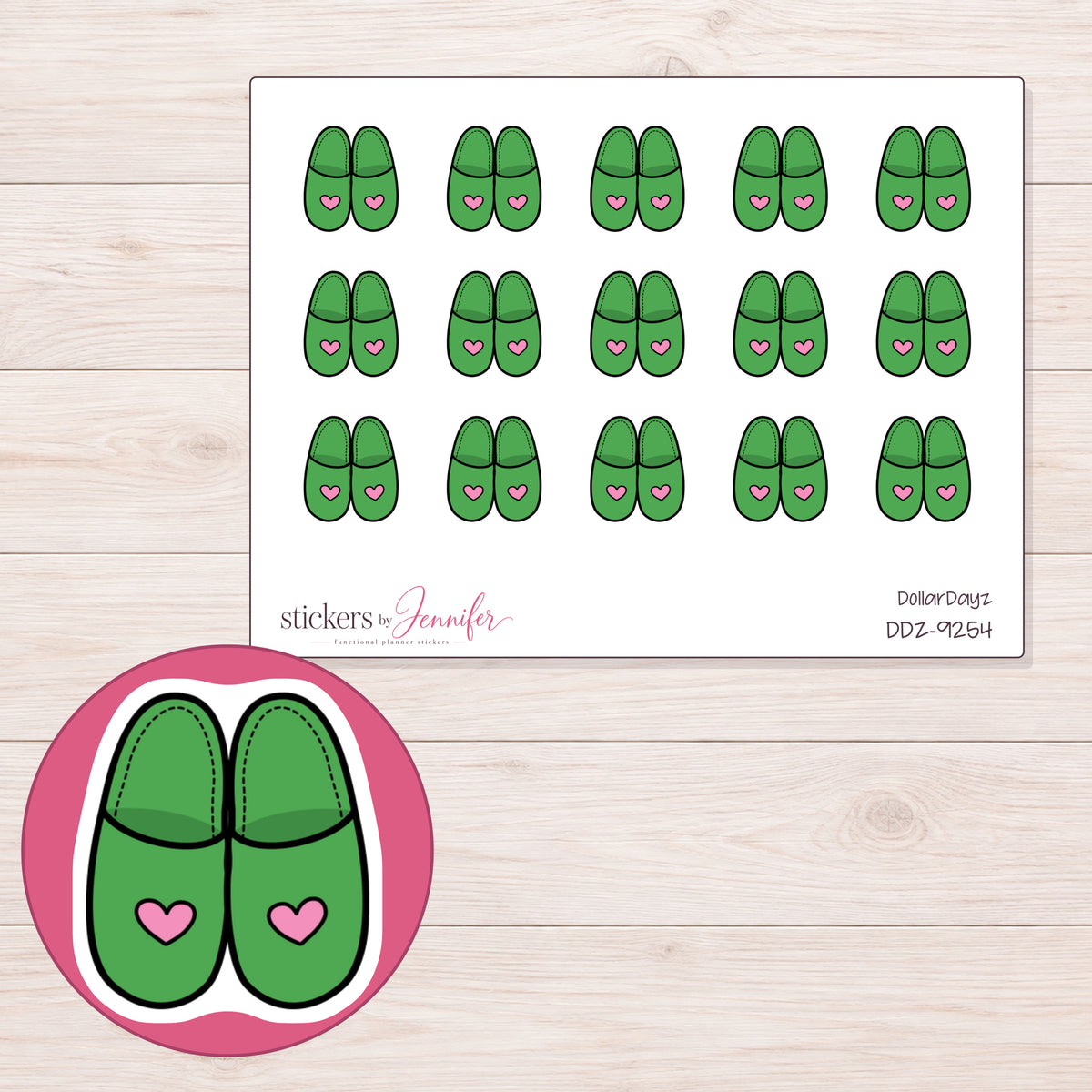 DDZ-9254 planner sticker sheet with enlarged sticker detail