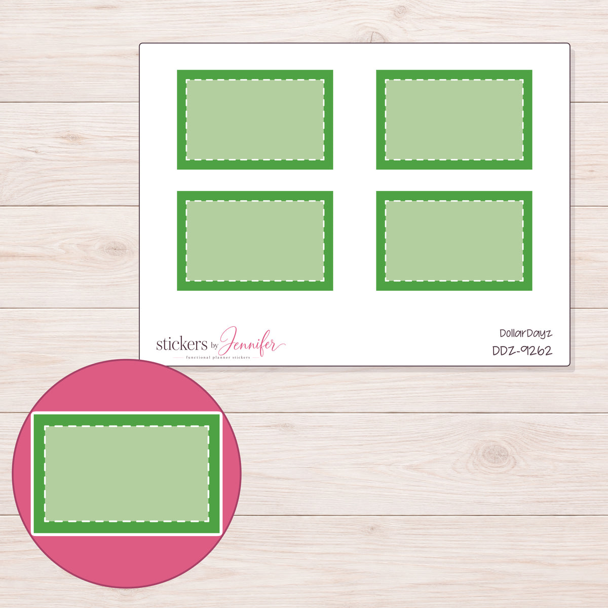 DDZ-9262 planner sticker sheet with enlarged sticker detail