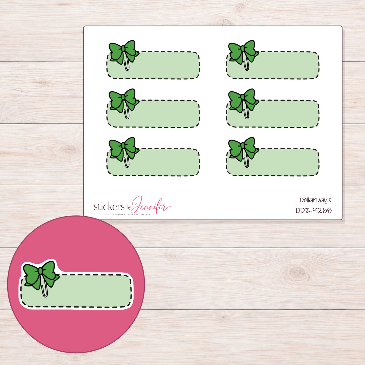 DDZ-9268 planner sticker sheet with enlarged sticker detail