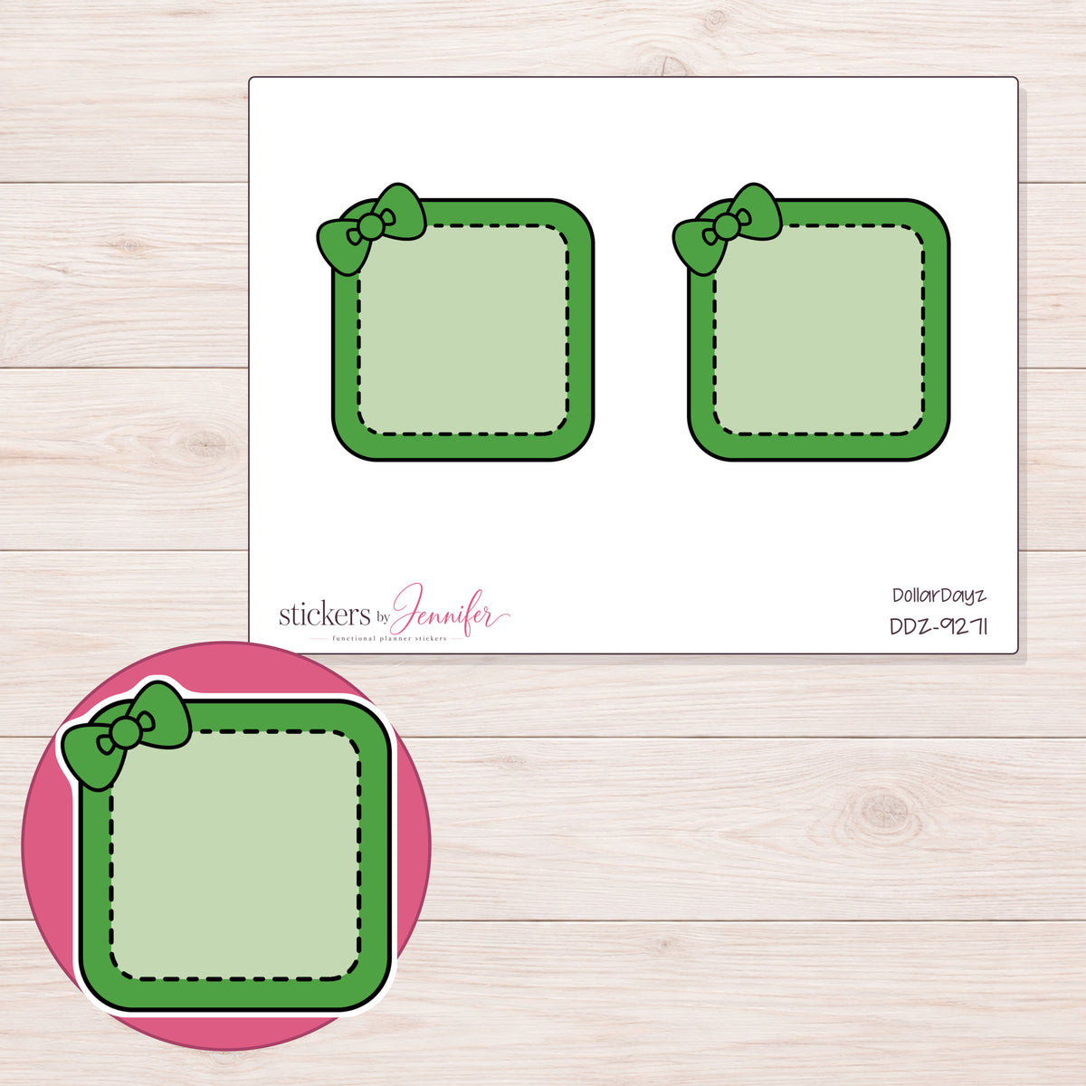 DDZ-9271 planner sticker sheet with enlarged sticker detail