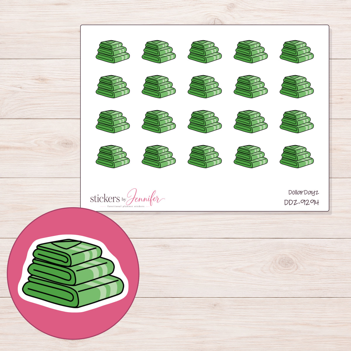DDZ-9294 planner sticker sheet with enlarged sticker detail