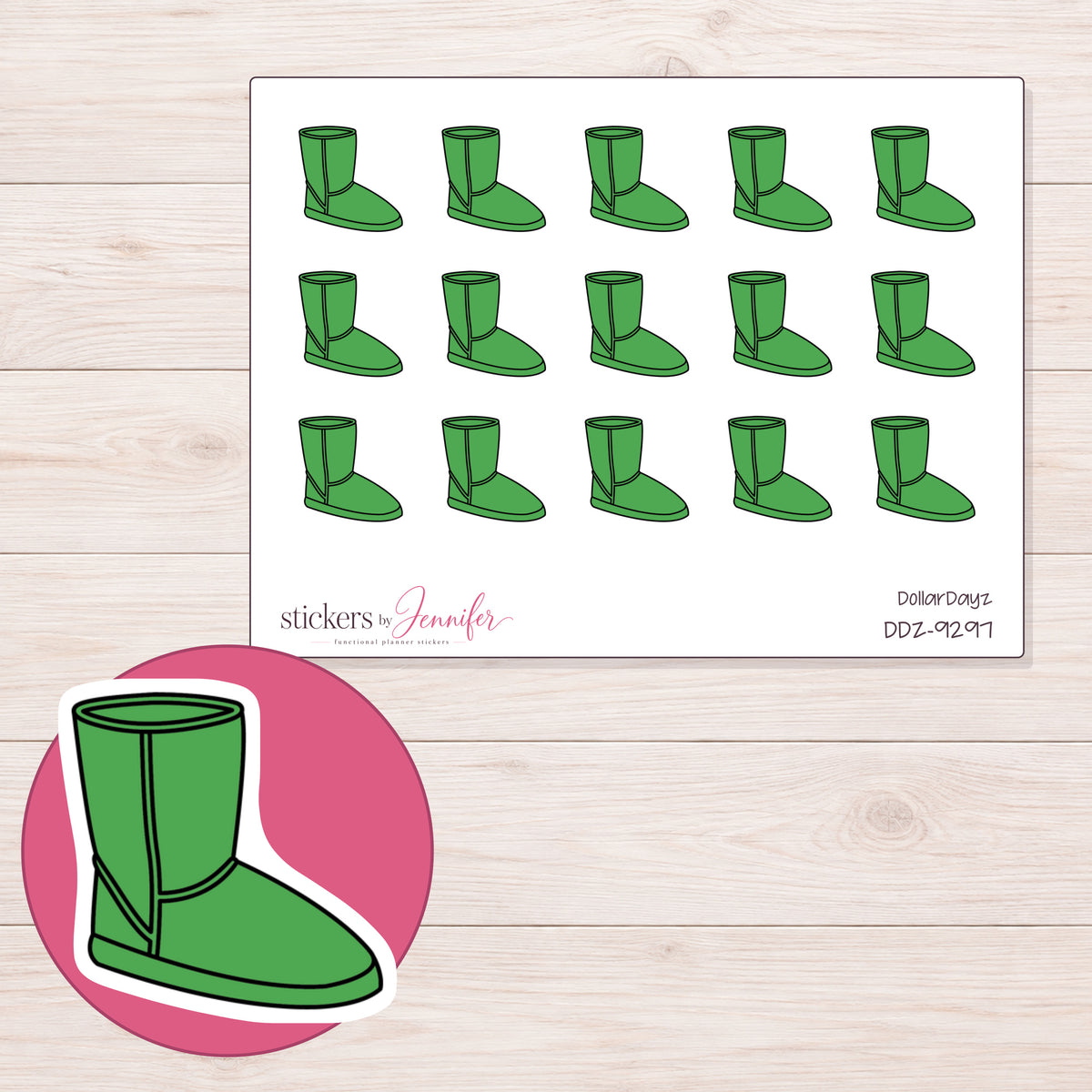 DDZ-9297 planner sticker sheet with enlarged sticker detail