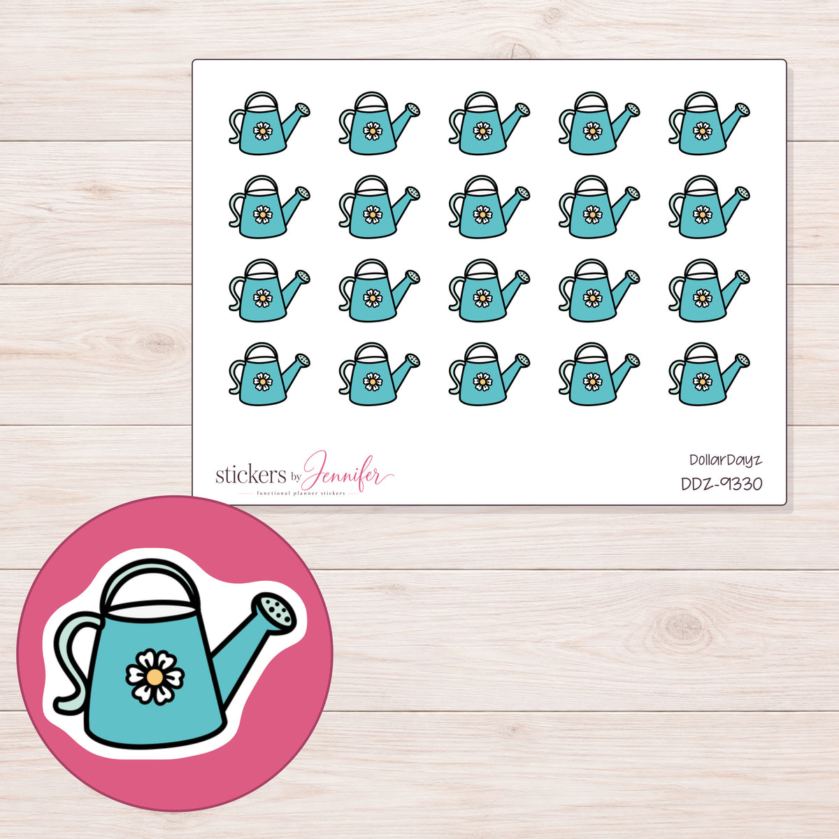 DDZ-9330 planner sticker sheet with enlarged sticker detail