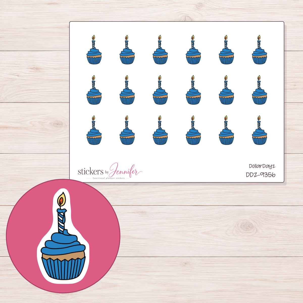 DDZ-9356 planner sticker sheet with enlarged sticker detail