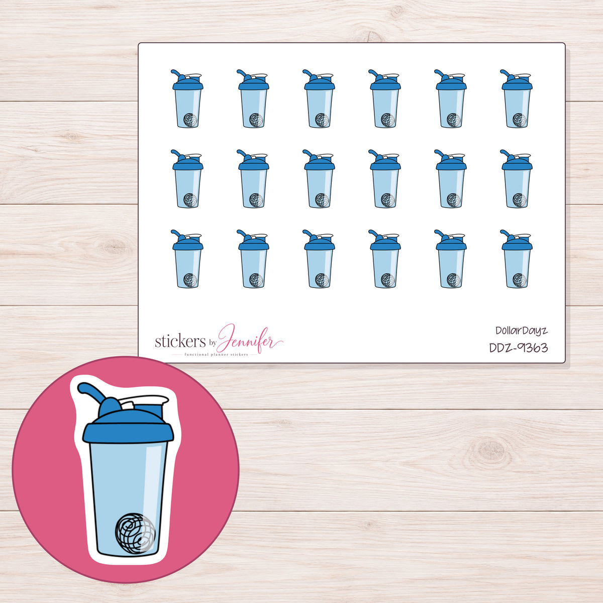 DDZ-9363 planner sticker sheet with enlarged sticker detail