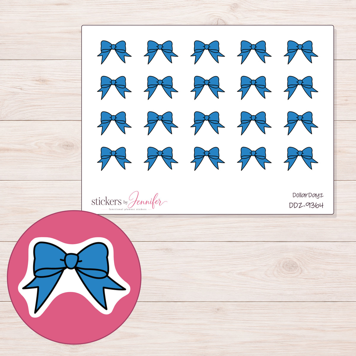 DDZ-9364 planner sticker sheet with enlarged sticker detail