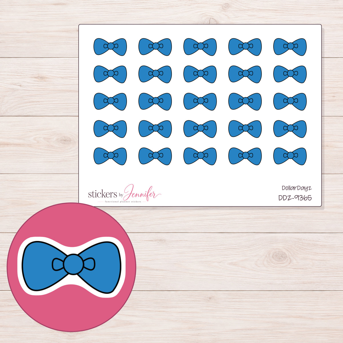 DDZ-9365 planner sticker sheet with enlarged sticker detail