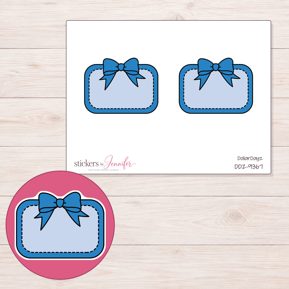 DDZ-9367 planner sticker sheet with enlarged sticker detail