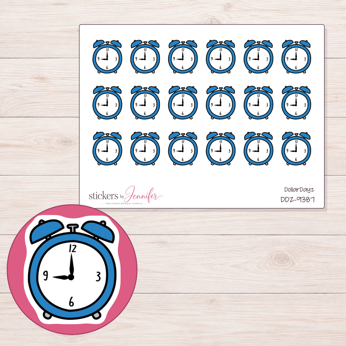 DDZ-9387 planner sticker sheet with enlarged sticker detail